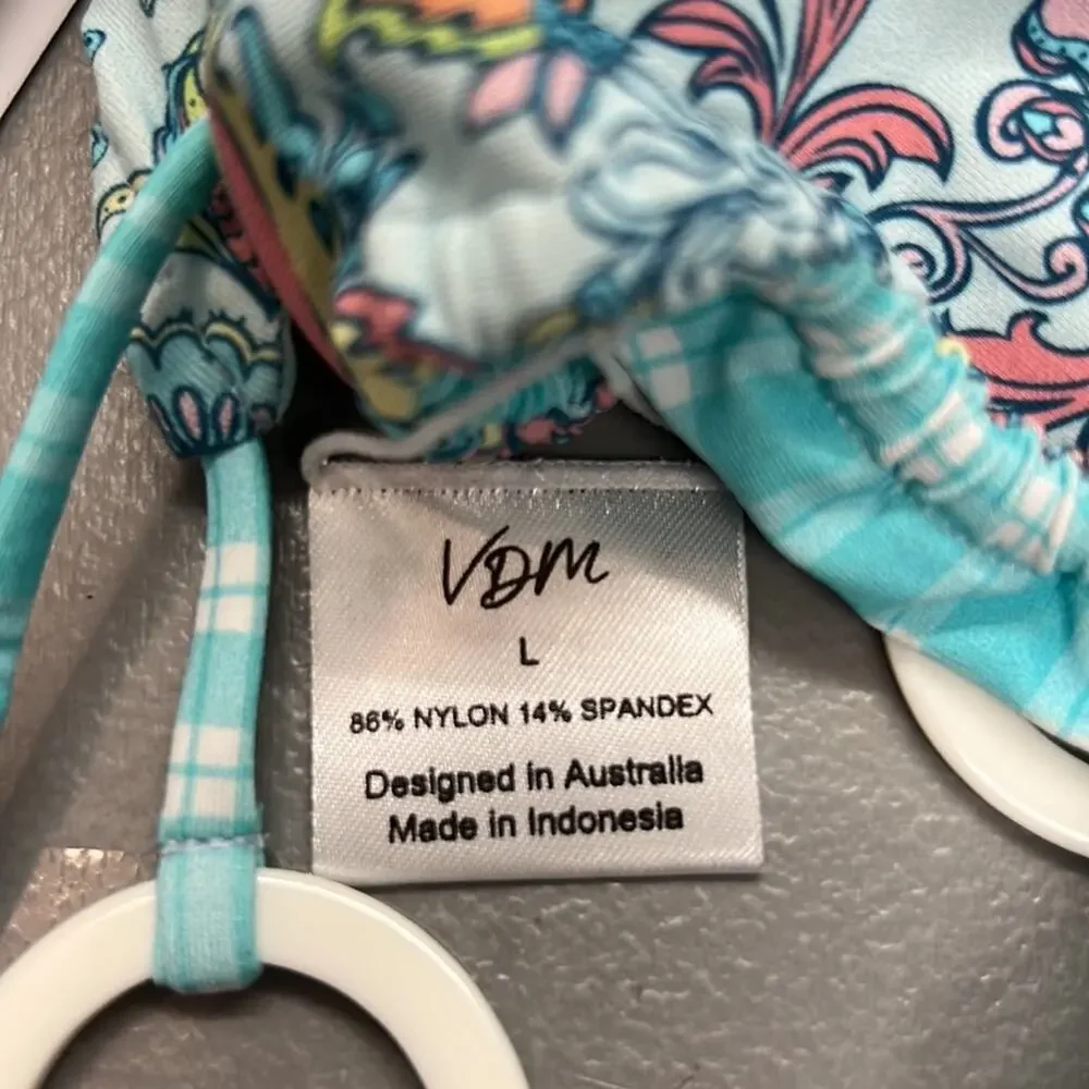 VDM The Label Light Blue Floral and‎ Paisley Print Bikini Reversible Bottoms L